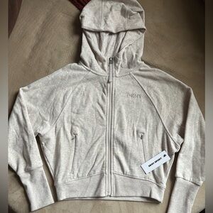 DKNY Women's Beige Zip-Up Hoodie